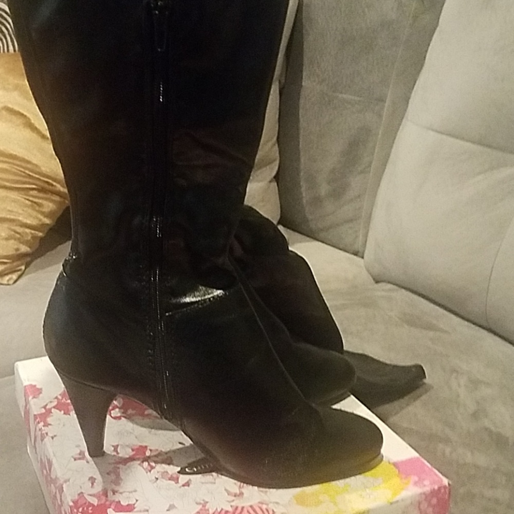 Tall faux leather boot.